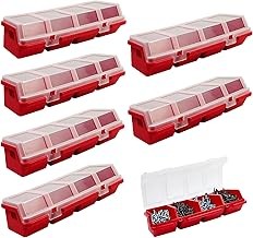 6 contenedores de almacenamiento de tornillos con tapas, caja organizadora de herramientas apilables de plástico para clavos de