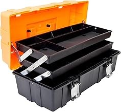 Torin ATRJH-3430T - Caja de herramientas portátil de almacenamiento multifunción de 3 niveles, color negro y naranja