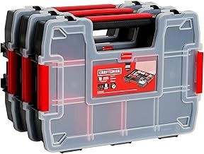 CRAFTSMAN Organizador de almacenamiento, organizador de piezas pequeñas, paquetes de 3 con 10 compartimentos, tapa incluye cier