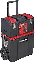 CRAFTSMAN - 48.2 centímetros. Caja de herramientas rodante 3 en 1 con ruedas, roja, de plástico, con cerradura (CMST18614).
