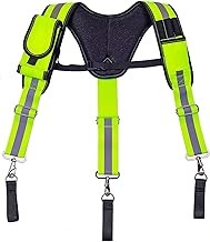 AISENIN - Tirantes reflectantes de seguridad para hombre con ganchos giratorios y trabillas para cinturón de herramientas, Verd