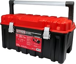 Urrea CPU20AR Caja portaherramientas plástica con broches metálicos, charola y tapa roja 21" x 11" x 10"
