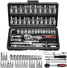 MCSWSEE Juego de Dados, Juego de Llaves de Vaso de 46 Piezas, Juego de Herramientas de Reparación de Automóviles, con Juego de