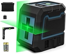 Bauihr Nivel Láser Autonivelante con Línea Cruzada de Haz Verde (Línea Vertical y Horizontal), Nivelador Láser de 100ft/30m con