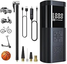 DAHAN Compresor de Aire Portatil, 6000 mAh Inflador de Llantas para Auto Inteligente Inalámbrico con Pantalla LCD Digital, 150P