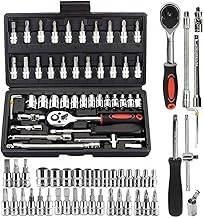 SOZOMO Juego de Dados, Juego de Llaves de Carraca, Juego de Llaves de Vaso de 46 Piezas de 1/4" con Juego de Llaves de Vaso de